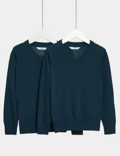 2 Pack Unisex Pure Cotton School Jumper (3-18 Yrs)