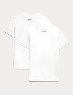 2 Pack Unisex Pure Cotton School T-Shirts (2-16 Yrs)