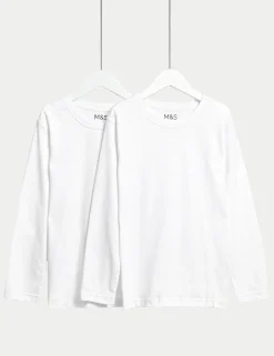 2 Pack Unisex Pure Cotton School T-Shirts (2-16 Yrs)