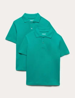 2 Pack Unisex Stain Resist School Polo Shirts (2-18 Yrs)