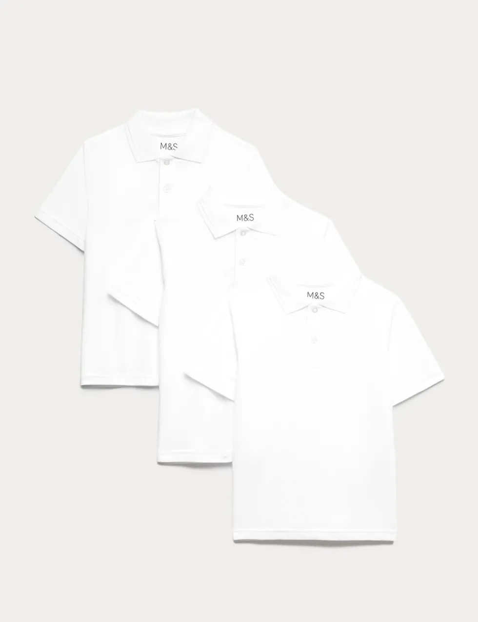 3 Pack Unisex Stain Resist School Polo Shirts (2-18 Yrs)