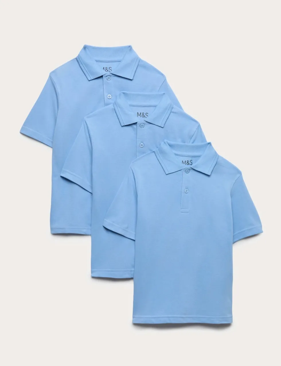 3 Pack Unisex Stain Resist School Polo Shirts (2-18 Yrs)