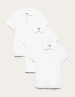 3 Pack Unisex Stain Resist Slim Fit School Polo Shirts (2-18 Yrs)