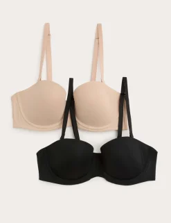 2 Pack Wired Strapless Bras (A-E)