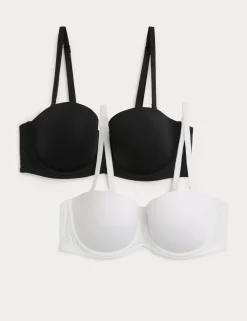 2 Pack Wired Strapless Bras (A-E)