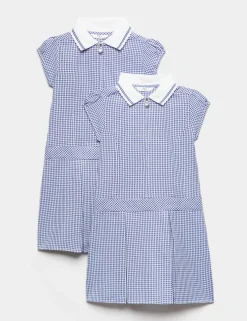 2 Pack Zip Gingham School Dresses (2-14 Yrs)
