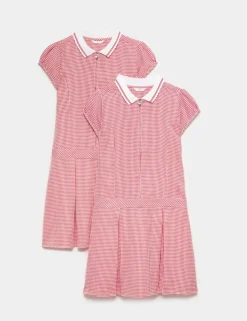 2 Pack Zip Gingham School Dresses (2-14 Yrs)