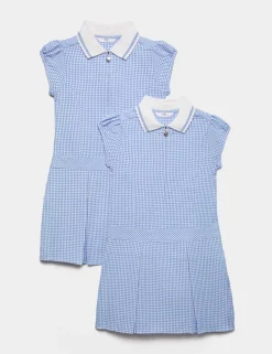 2 Pack Zip Gingham School Dresses (2-14 Yrs)