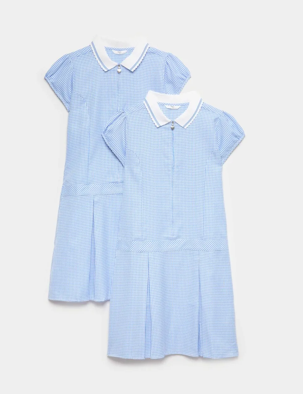 2 Pack Zip Gingham School Dresses (2-14 Yrs)
