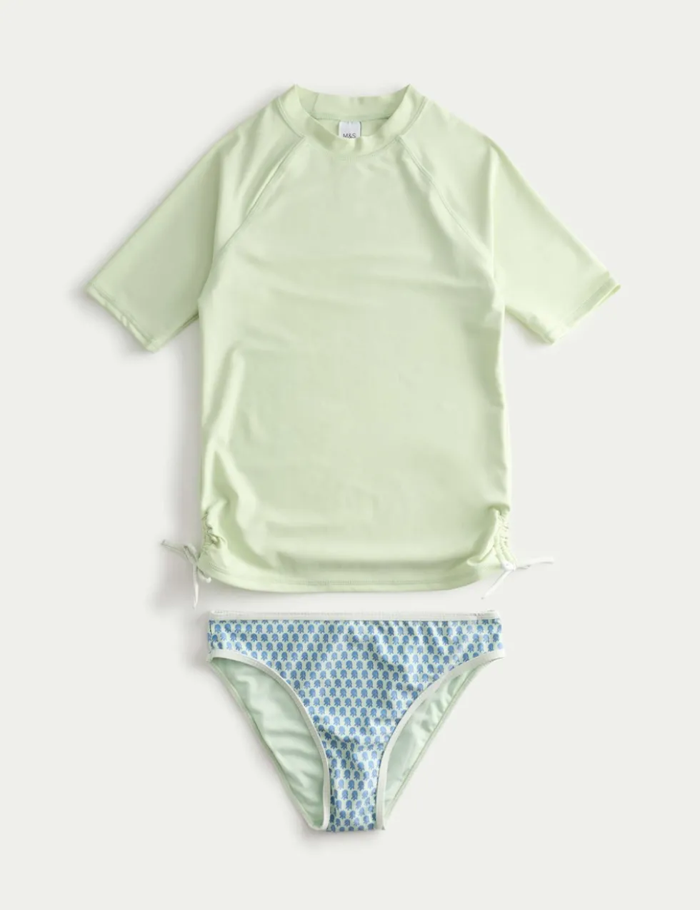 3 Piece Block Print Bikini and Rash Vest (6-16 Yrs)