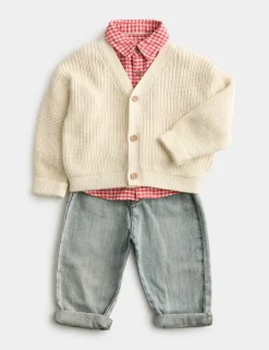 3 Piece Cardigan, Check Shirt & Jeans Outfit (0-3 Yrs)