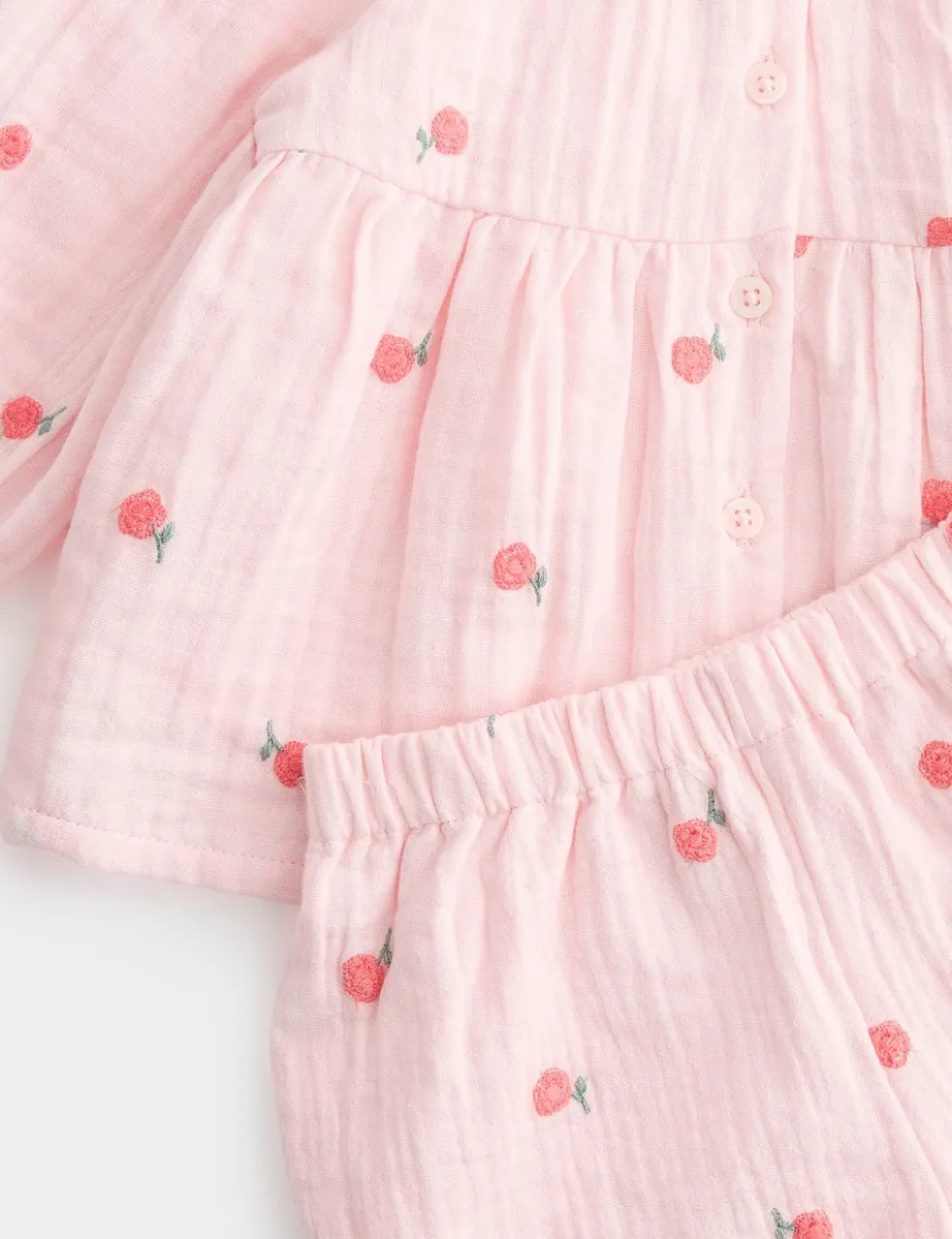 2 Piece Cotton Embroidered Blouse and Shorts (0-5 Yrs)
