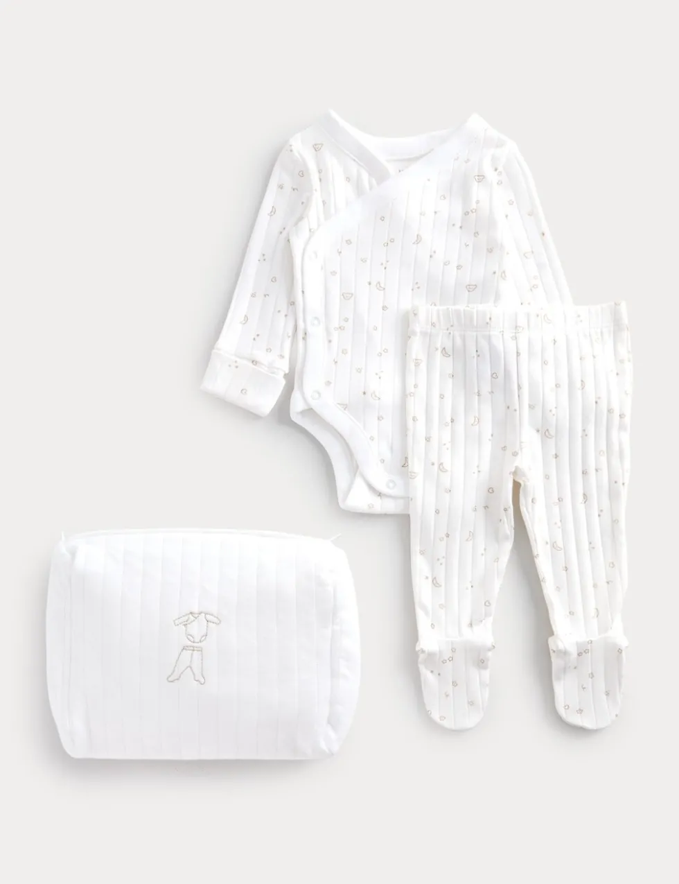 3 Piece Cotton Rich Crawler Outfit with Pouch (7lbs-6 Mths)
