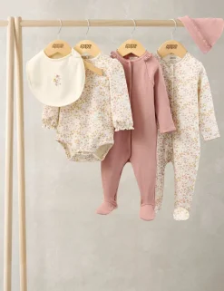 5 Piece Cotton Rich Floral Gift Set (6½lbs-9 Mths)