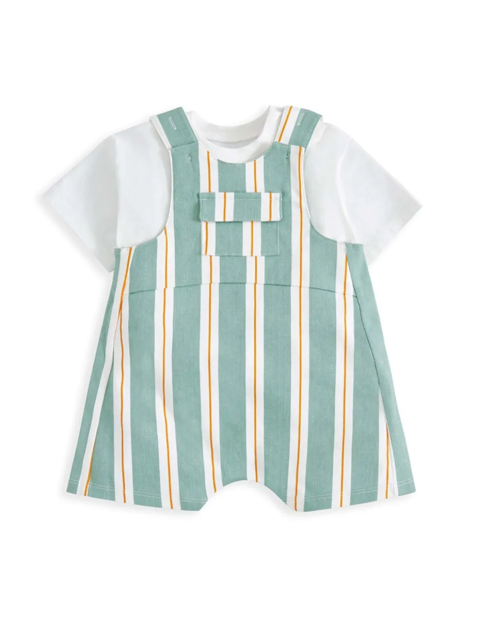 2 Piece Cotton Rich Striped Dungaree Outfit (0-3 Years)