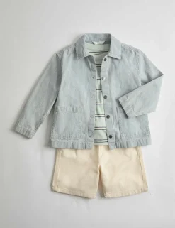 3 Piece Cotton Rich Striped Overshirt Outfit (2-10 Yrs)