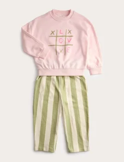 2 Piece Cotton Rich Striped Top & Trousers Outfit (1-8 Yrs)