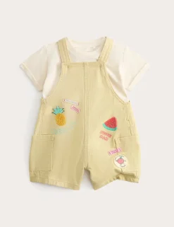 2 Piece Embroidered Bib Shorts and Top (0-3 Yrs)