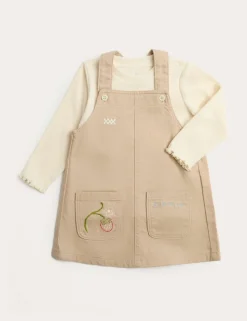 2 Piece Embroidered Pinny with Top (0-3 Yrs)