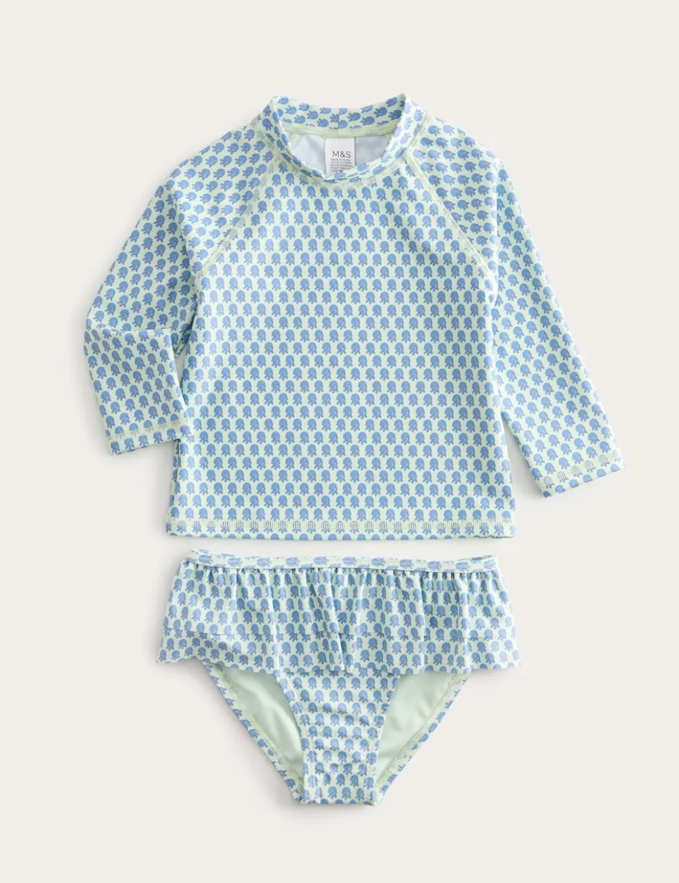 2 Piece Floral Block Print Swim Set (2-8 Yrs)