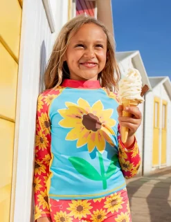 2 Piece Floral Long Sleeve Rash Vest Swim Set (2-10 Yrs)