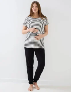 3 Piece Maternity Nursing Striped Pyjama Set