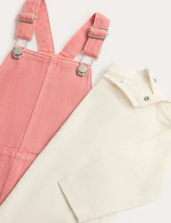 2 Piece Pink Denim Dungarees with Top (0-3 Yrs)