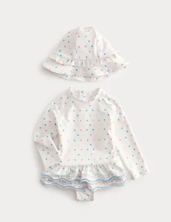 2 Piece Polka Dot Swimsuit with Hat (0-5 Yrs)