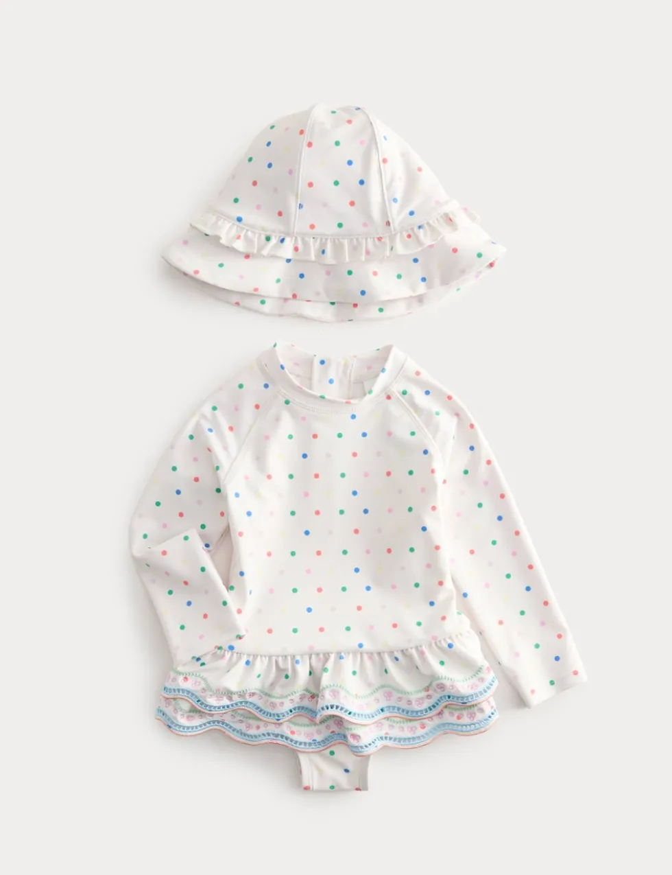 2 Piece Polka Dot Swimsuit with Hat (0-5 Yrs)