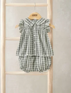 2 Piece Pure Cotton Check Top & Bottom Set (0-3 Years)