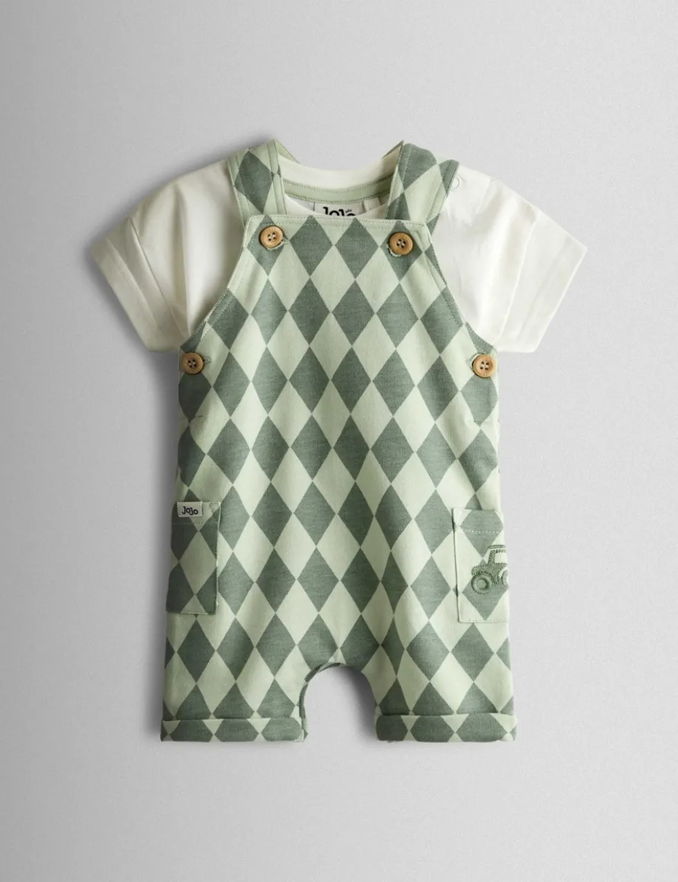 2 Piece Pure Cotton Check Dungaree Outfit (0-24 Mths)