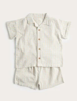 2 Piece Pure Cotton Checked Outfit (0-5 Yrs)