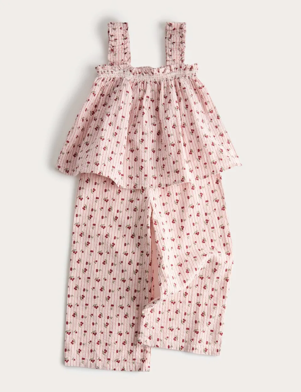 2 Piece Pure Cotton Cherry Striped Outfit (2-10 Yrs)