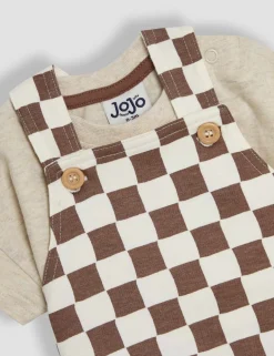 2 Piece Pure Cotton Dungaree Outfit (0-24 Mths)