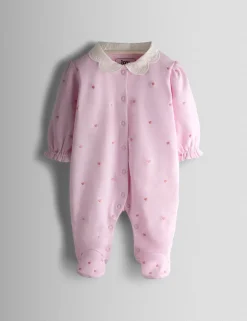 2 Piece Pure Cotton Embroidered Sleepsuit with Hat (7lbs-18 Mths)