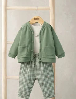 3 Piece Pure Cotton Gingham Outfit (7lbs-12 Mths)