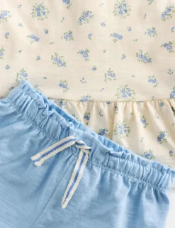 2 Piece Pure Cotton Jersey Ditsy Floral Top & Shorts (0-5 Yrs)