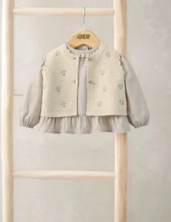 2 Piece Pure Cotton Knitted Embroidered Set (0 Mths-3 Yrs)