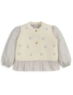 2 Piece Pure Cotton Knitted Embroidered Set (0 Mths-3 Yrs)