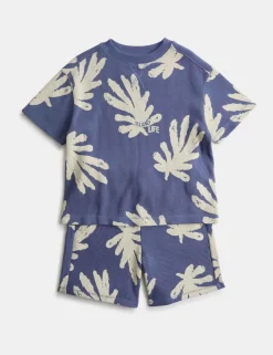2 Piece Pure Cotton Printed Waffle Outfit (2-8 Yrs)