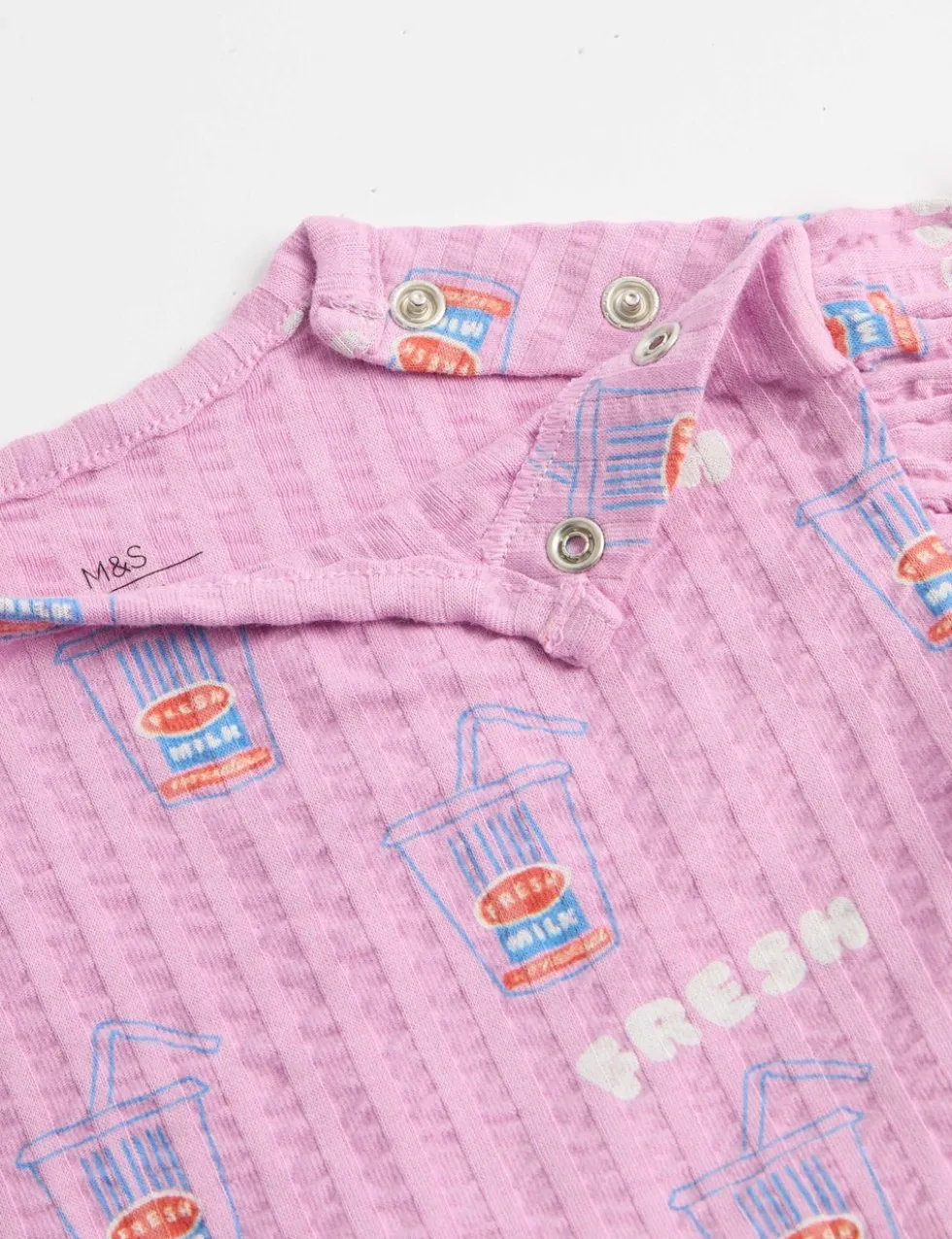 2 Piece Pure Cotton Seersucker Printed Outfit (0-3 Yrs)