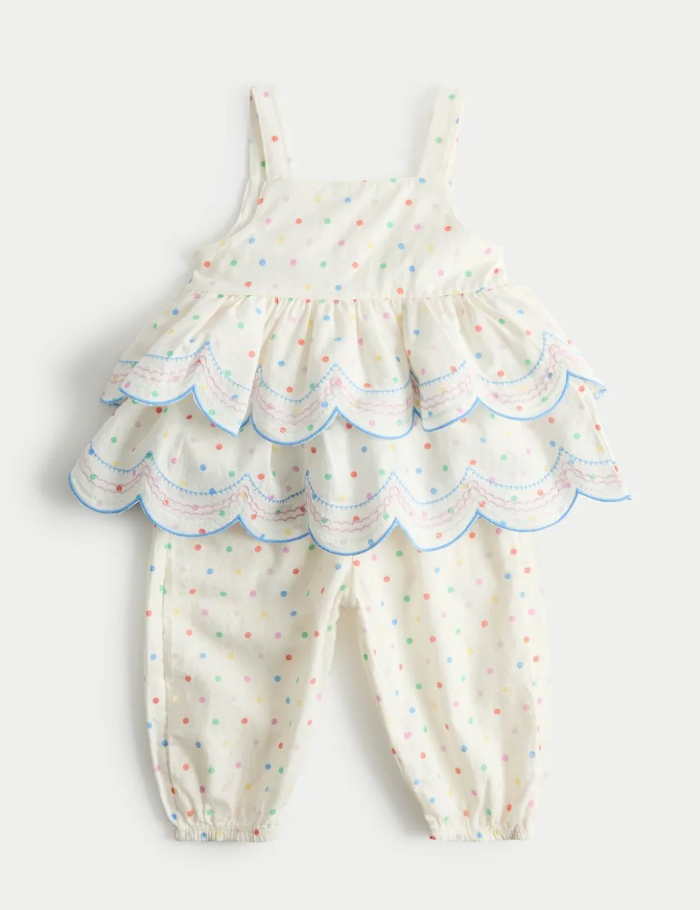2 Piece Pure Cotton Spotty Top and Trousers (0-5 Yrs)