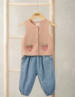 2 Piece Pure Cotton Strawberry Outfit (0-12 Mths)