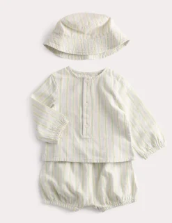 3 Piece Pure Cotton Striped Outfit (7lbs-2 Yrs)