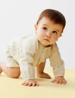 3 Piece Pure Cotton Striped Outfit (7lbs-2 Yrs)