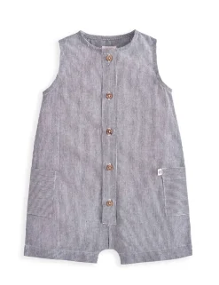 2 Piece Pure Cotton Striped Romper & Hat Set (0-12 Months)