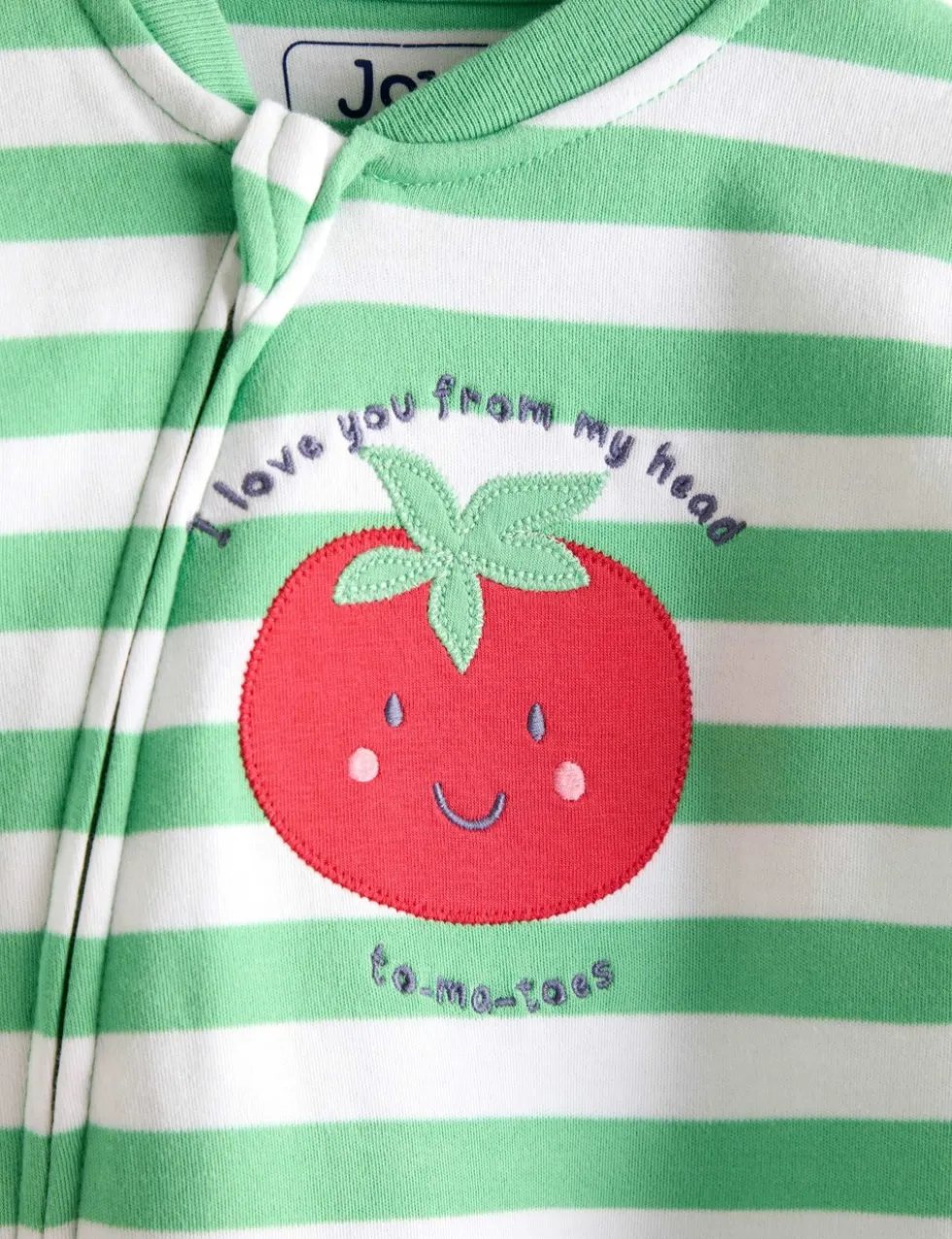 3 Piece Pure Cotton Striped Sleepsuit, Hat & Bib Set (7lbs-18 Mths)
