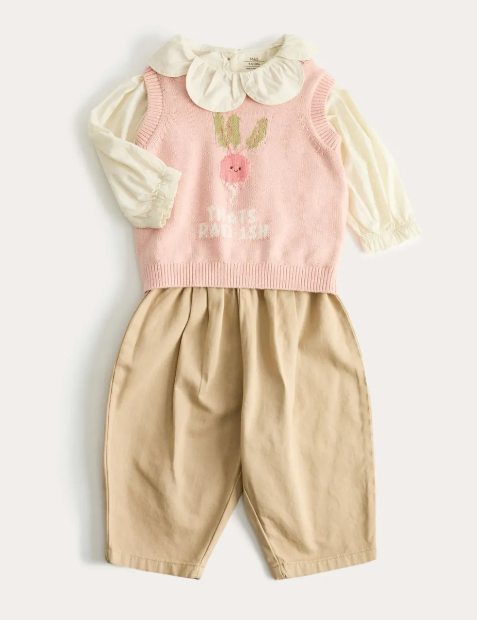 3 Piece Pure Cotton Tank Top & Trousers Outfit (0-3 Yrs)