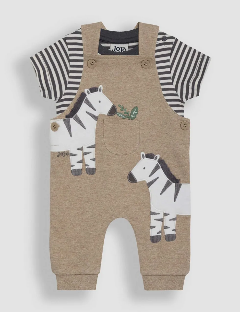 2 Piece Pure Cotton Zebra Dungaree Outfit (0-24 Mths)
