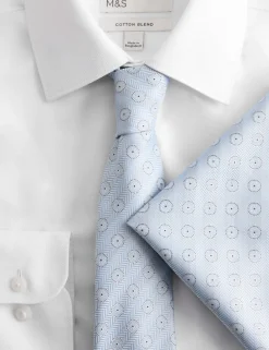 4 Piece Regular Fit Easy Iron Shirt & Tie Set